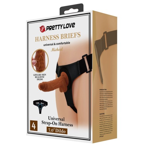 Pretty Love HARNESS BRIEFS MICHEAL strap on with realistic dildo 7.0"