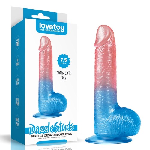 Lovetoy DAZZLE STUDS 7,5" colourful realistic dildo 19 cm