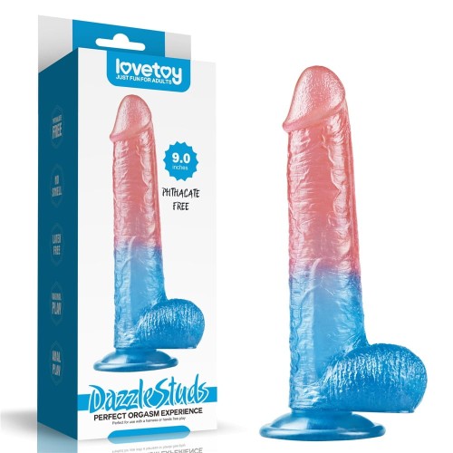 Lovetoy DAZZLE STUDS 9" colourful realistic dildo 23 cm
