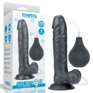 Lovetoy SQUIRT EXTREME BLACK 9" black realistic dildo with ejaculation