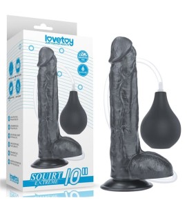 Lovetoy SQUIRT EXTREME BLACK 10" black realistic dildo with ejaculation