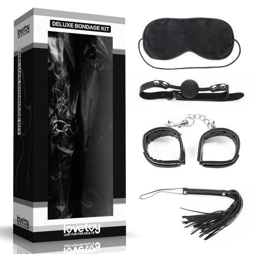 Lovetoy DELUXE BONDAGE KIT BDSM set armband gag handcuffs whip