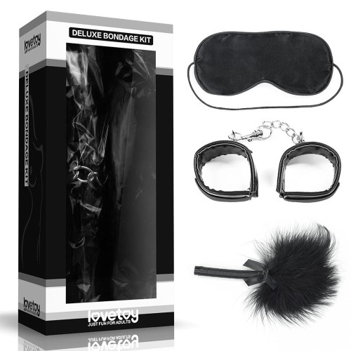 Lovetoy DELUXE BONDAGE KIT BDSM mask handcuffs and feather set