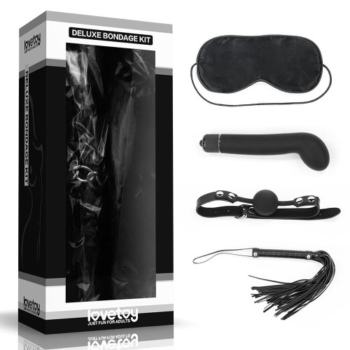 Lovetoy DELUXE BONDAGE KIT BDSM set mask vibrator gag and whip