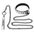 Lovetoy FETISH METALLIC PUP COLLAR WITH LEASH  silver collar with leash BDSM