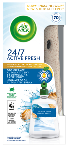 Air Wick Active Fresh automatic air freshener with water-based formula and sea breeze refill 228 ml