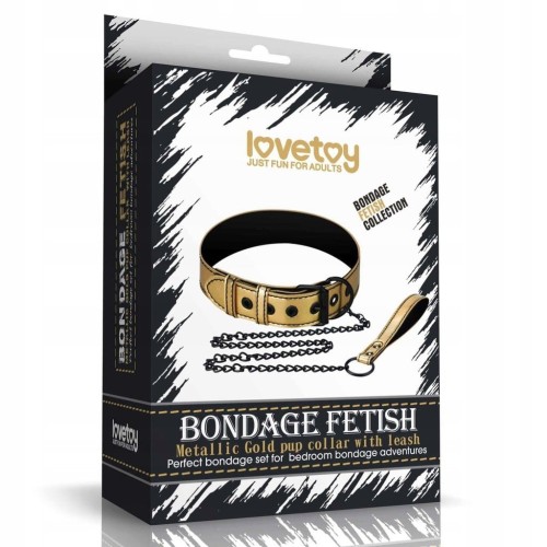 Lovetoy BONDAGE FETISH GOLD PUP COLLAR WITH LEASH