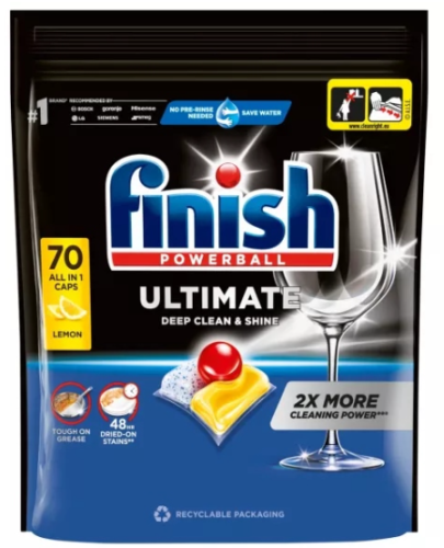 Finish Ultimate Lemon All In 1 Dishwasher capsules (70 pieces)