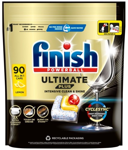 Finish Ultimate Plus Lemon Dishwasher capsules, 90 pieces