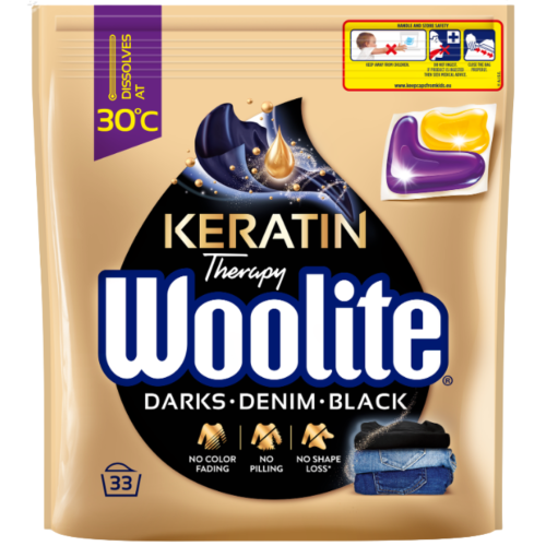 Woolite Keratin Therapy Laundry capsules for black and dark colours, jeans (33 pcs.)