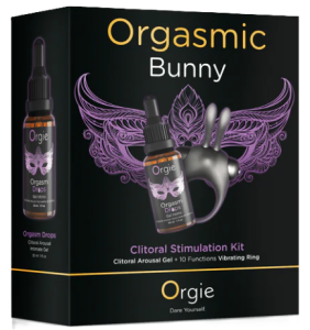 Orgie  Orgasmic Bunny i Orgasm Drops clitoral stimulation gel and vibrating rabbit ring