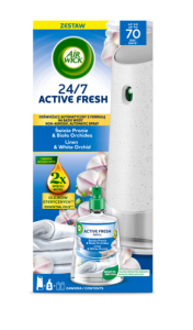 Air Wick Active Fresh Automatic air freshener with water-based formula and Fresh Laundry & White Orchid refill 228 ml