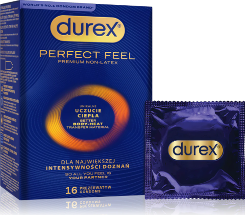 Durex Perfect Feel Latex-free condoms with warming effect 16 pieces