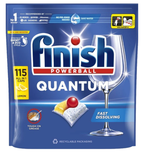 Finish Quantum Lemon All In 1 Dishwasher capsules 115 pieces