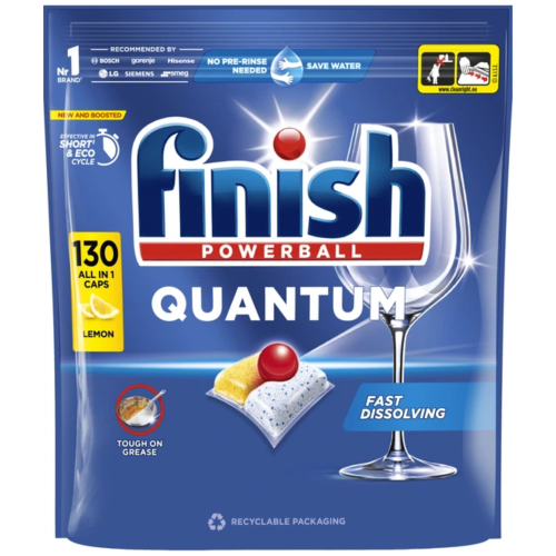 Finish Quantum Lemon All-in-1 Dishwasher Capsules 130 capsules