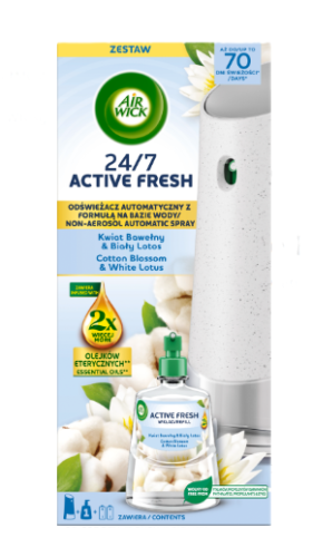 Air Wick Active Fresh Automatic Air Freshener – Cotton Flower & White Lotus, 228 ml – Set