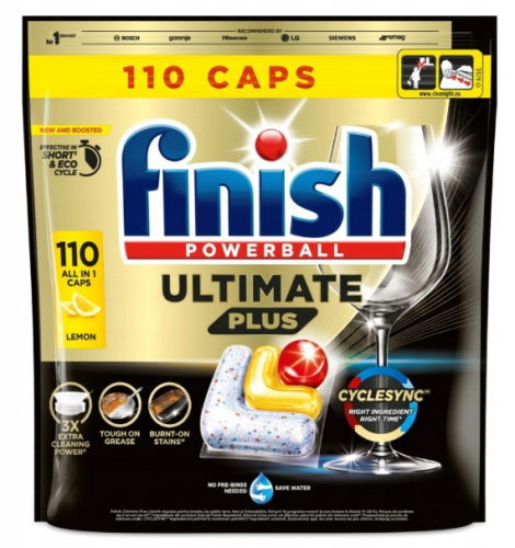 Finish Ultimate Plus Lemon Dishwasher Tablets, 110 tablets