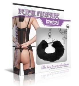 Lovetoy FLUFFY LEG CUFFS black plush leg cuffs