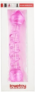 LoveToy GLASS ROMANCE 7" glass dildo pink